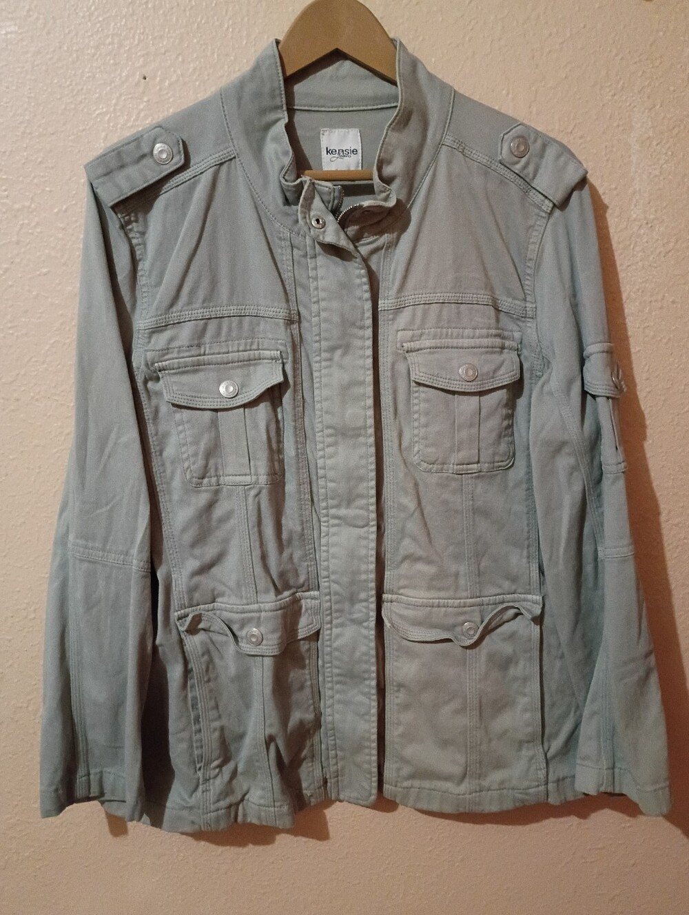 Kenzie Jeans Size 1X  Light Sage Military Field Jacket
